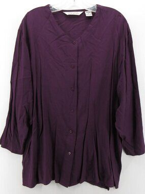 VINTAGE Express Top Medium Blouse Rayon Button Front Cottagecore